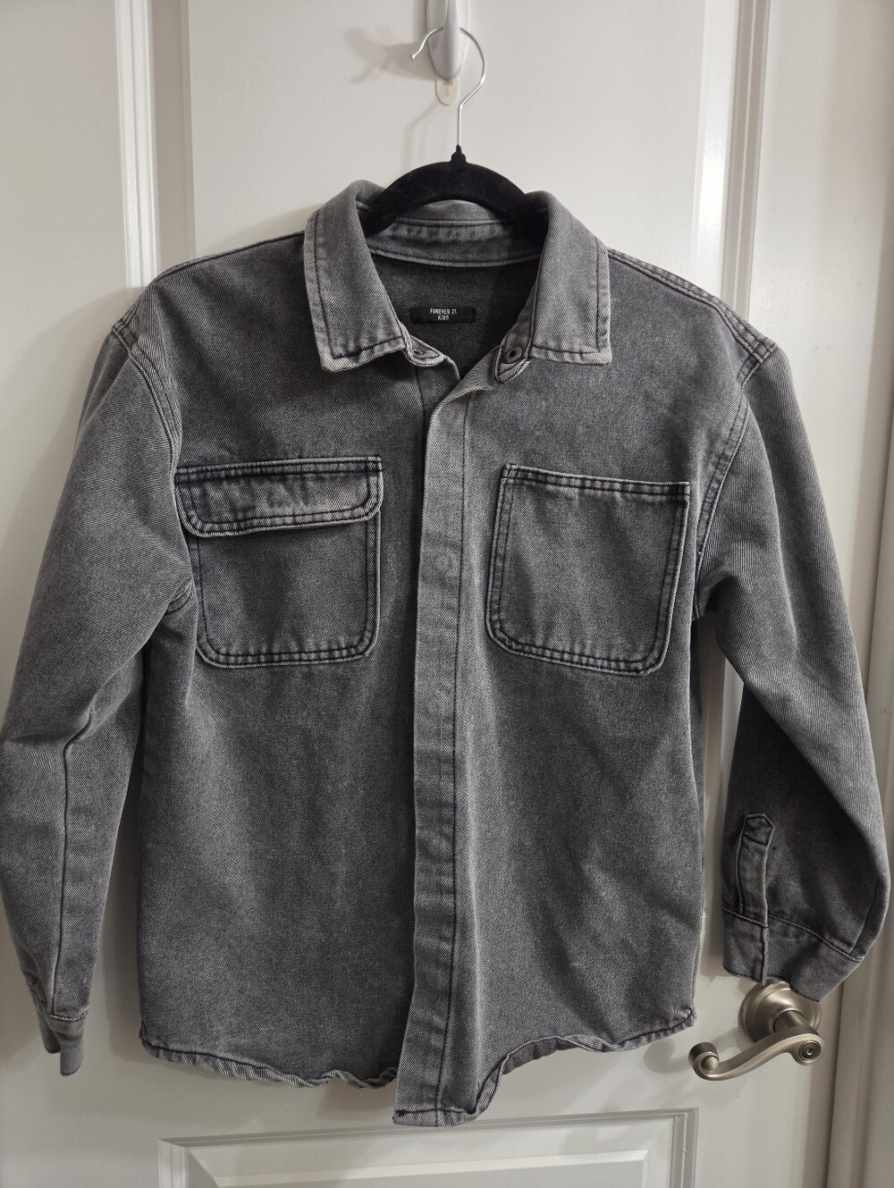 Forever 21 Black Kids Jean Jacket Size Large